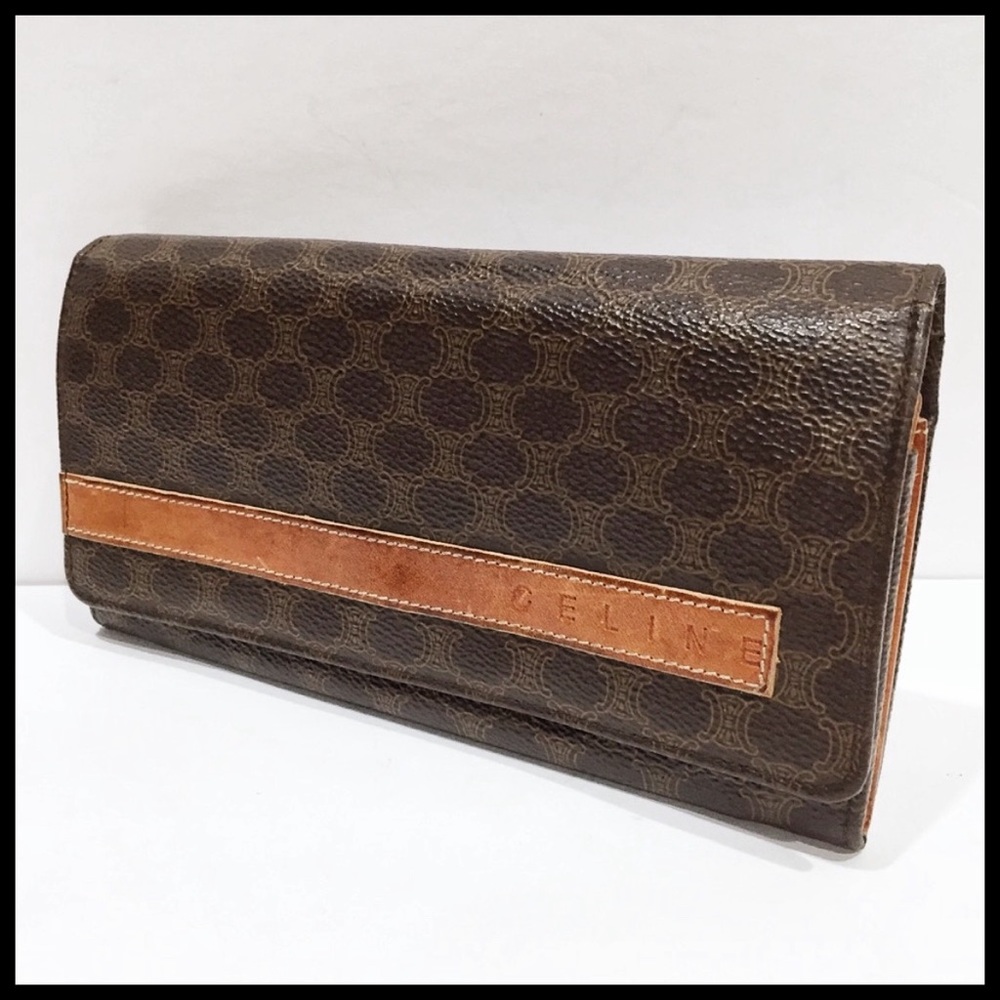 {Céline} Vintage Macadam Canvas & Italian Leather Wallet